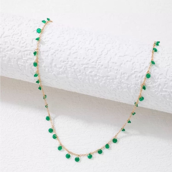 ⚠️Clearance Elegant Gold And Green Gemstone Necklace - Picture 5 of 5